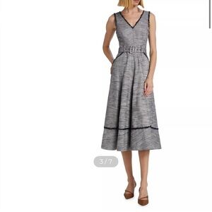 Cinq à Sept Gray V-Neck Midi Dress